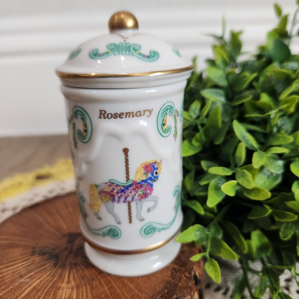 Lenox 1993 The Spice Carousel Horse Fine Porcelain Jar with Lid ROSEMARY